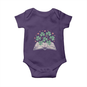 St Patricks Day Book Lover Baby Onesie Librarian Core Lucky Shamrocks TS02 Purple Print Your Wear