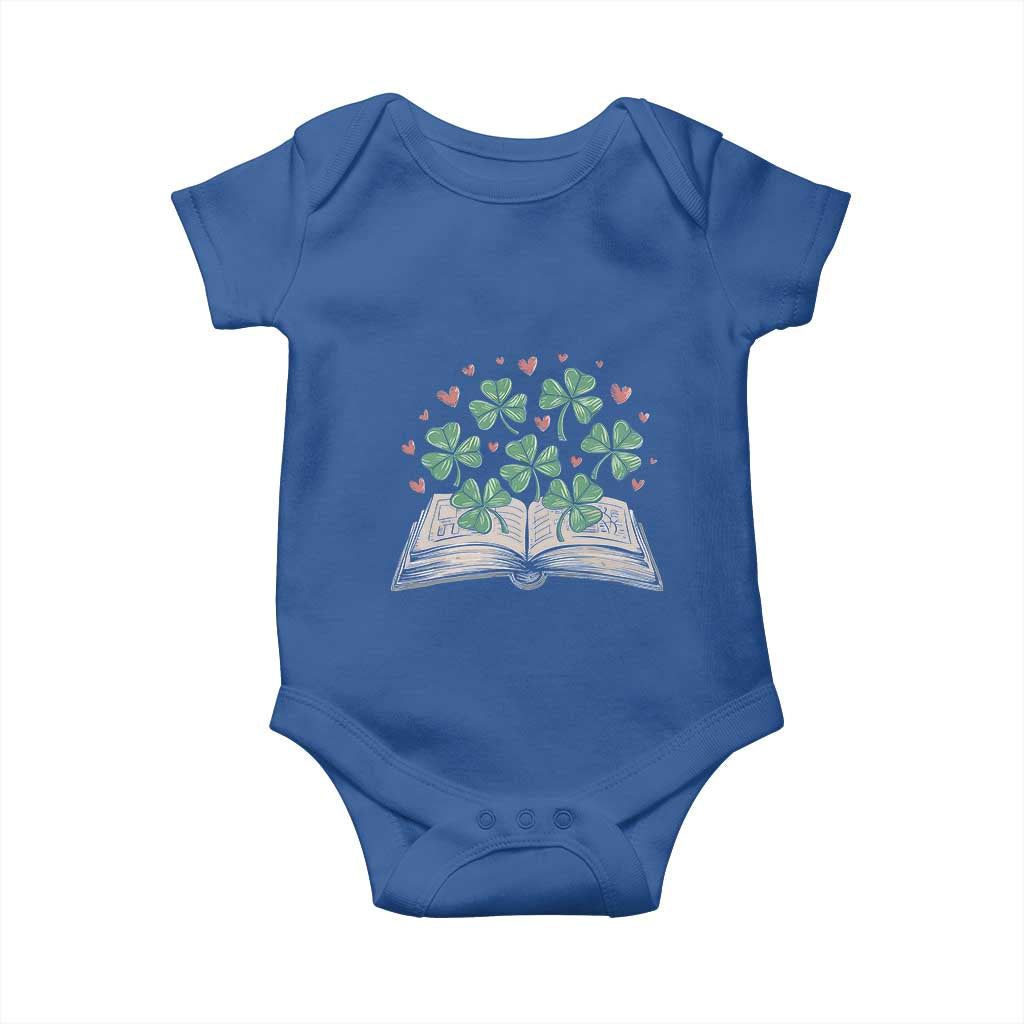St Patricks Day Book Lover Baby Onesie Librarian Core Lucky Shamrocks TS02 Royal Blue Print Your Wear