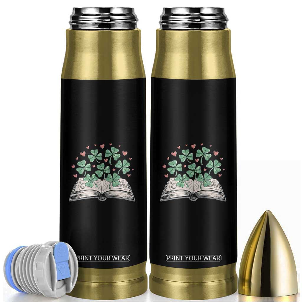 St Patricks Day Book Lover Bullet Tumbler Librarian Core Lucky Shamrocks TS02 Black Print Your Wear