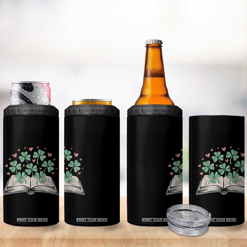 St Patricks Day Book Lover 4 in 1 Can Cooler Tumbler Librarian Core Lucky Shamrocks TS02 Print Your Wear
