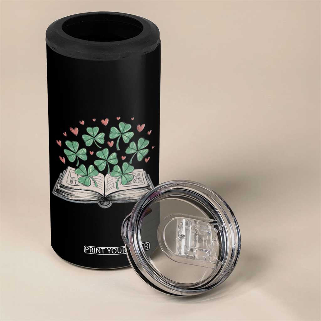 St Patricks Day Book Lover 4 in 1 Can Cooler Tumbler Librarian Core Lucky Shamrocks TS02 Print Your Wear