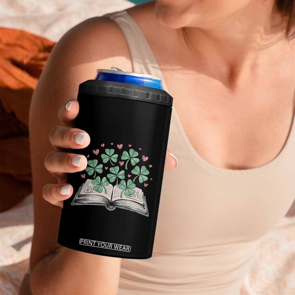 St Patricks Day Book Lover 4 in 1 Can Cooler Tumbler Librarian Core Lucky Shamrocks TS02 Print Your Wear