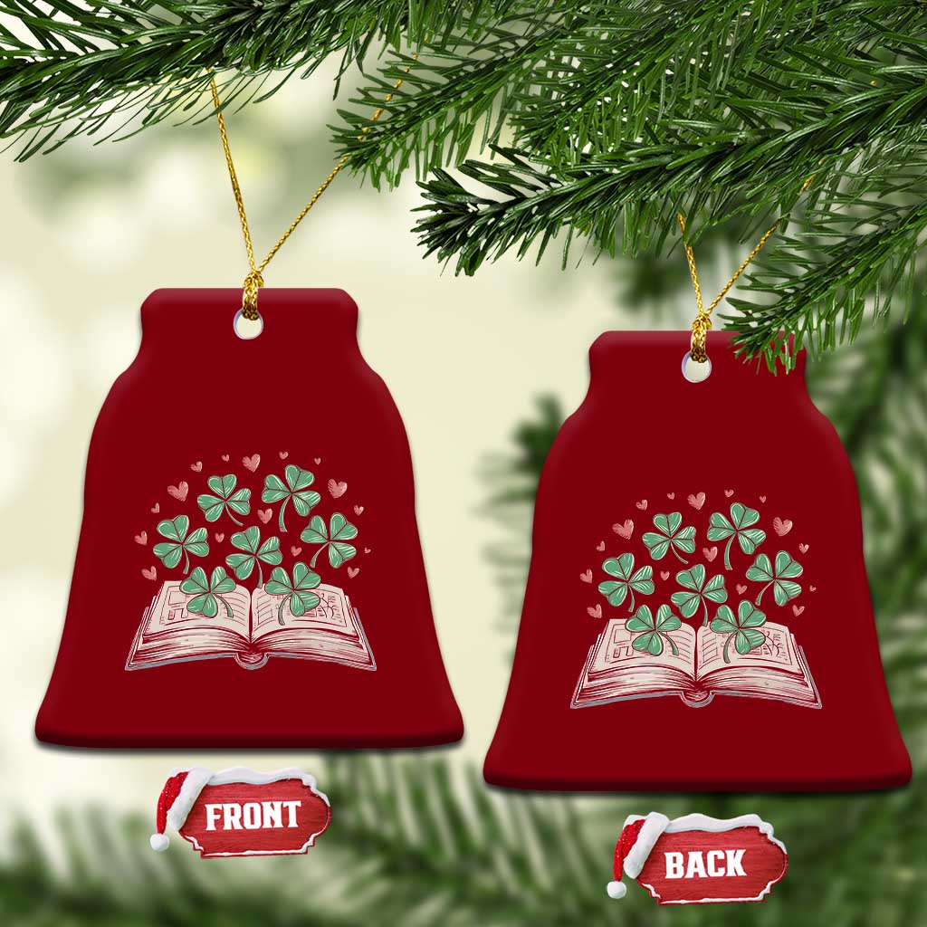 St Patricks Day Book Lover Ceramic Ornament Librarian Core Lucky Shamrocks TS02 Print Your Wear