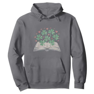 St Patricks Day Book Lover Hoodie Librarian Core Lucky Shamrocks TS02 Charcoal Print Your Wear