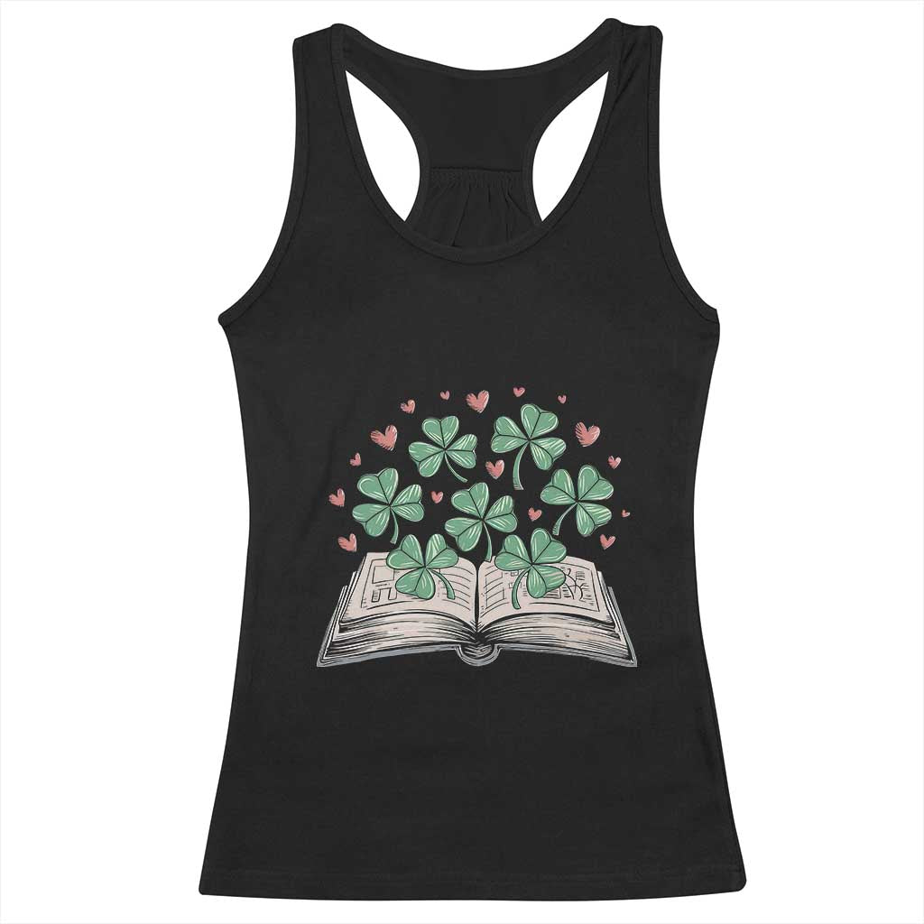 St Patricks Day Book Lover Racerback Tank Top Librarian Core Lucky Shamrocks TS02 Black Print Your Wear