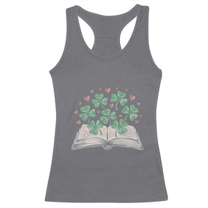St Patricks Day Book Lover Racerback Tank Top Librarian Core Lucky Shamrocks TS02 Charcoal Print Your Wear