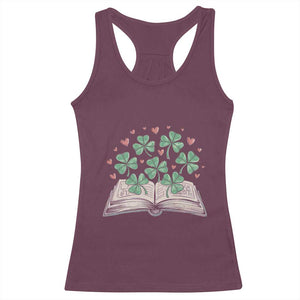 St Patricks Day Book Lover Racerback Tank Top Librarian Core Lucky Shamrocks TS02 Maroon Print Your Wear