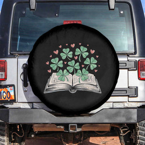 St Patricks Day Book Lover Spare Tire Cover Librarian Core Lucky Shamrocks TS02 No hole Black Print Your Wear