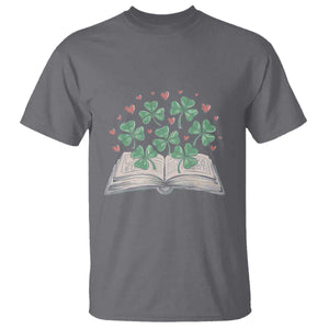 St Patricks Day Book Lover T Shirt Librarian Core Lucky Shamrocks TS02 Charcoal Print Your Wear