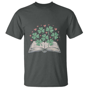 St Patricks Day Book Lover T Shirt Librarian Core Lucky Shamrocks TS02 Dark Heather Print Your Wear