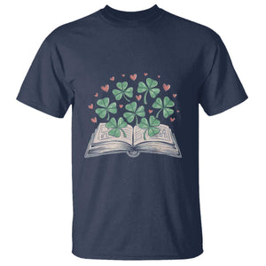St Patricks Day Book Lover T Shirt Librarian Core Lucky Shamrocks TS02 Navy Print Your Wear