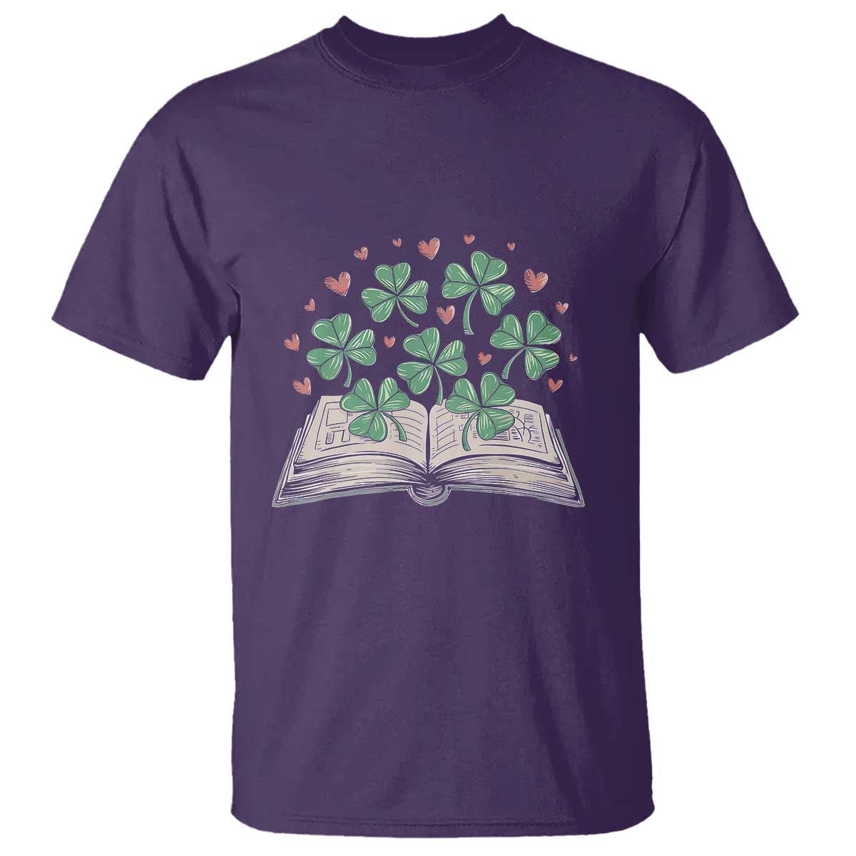 St Patricks Day Book Lover T Shirt Librarian Core Lucky Shamrocks TS02 Purple Print Your Wear