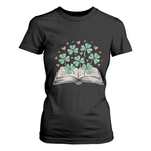 St Patricks Day Book Lover T Shirt For Women Librarian Core Lucky Shamrocks TS02 Black Print Your Wear