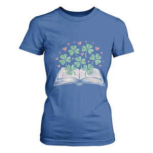 St Patricks Day Book Lover T Shirt For Women Librarian Core Lucky Shamrocks TS02 Royal Blue Print Your Wear