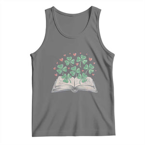 St Patricks Day Book Lover Tank Top Librarian Core Lucky Shamrocks TS02 Black Heather Print Your Wear