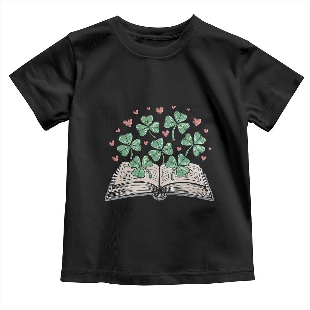 St Patricks Day Book Lover Toddler T Shirt Librarian Core Lucky Shamrocks TS02 Black Print Your Wear