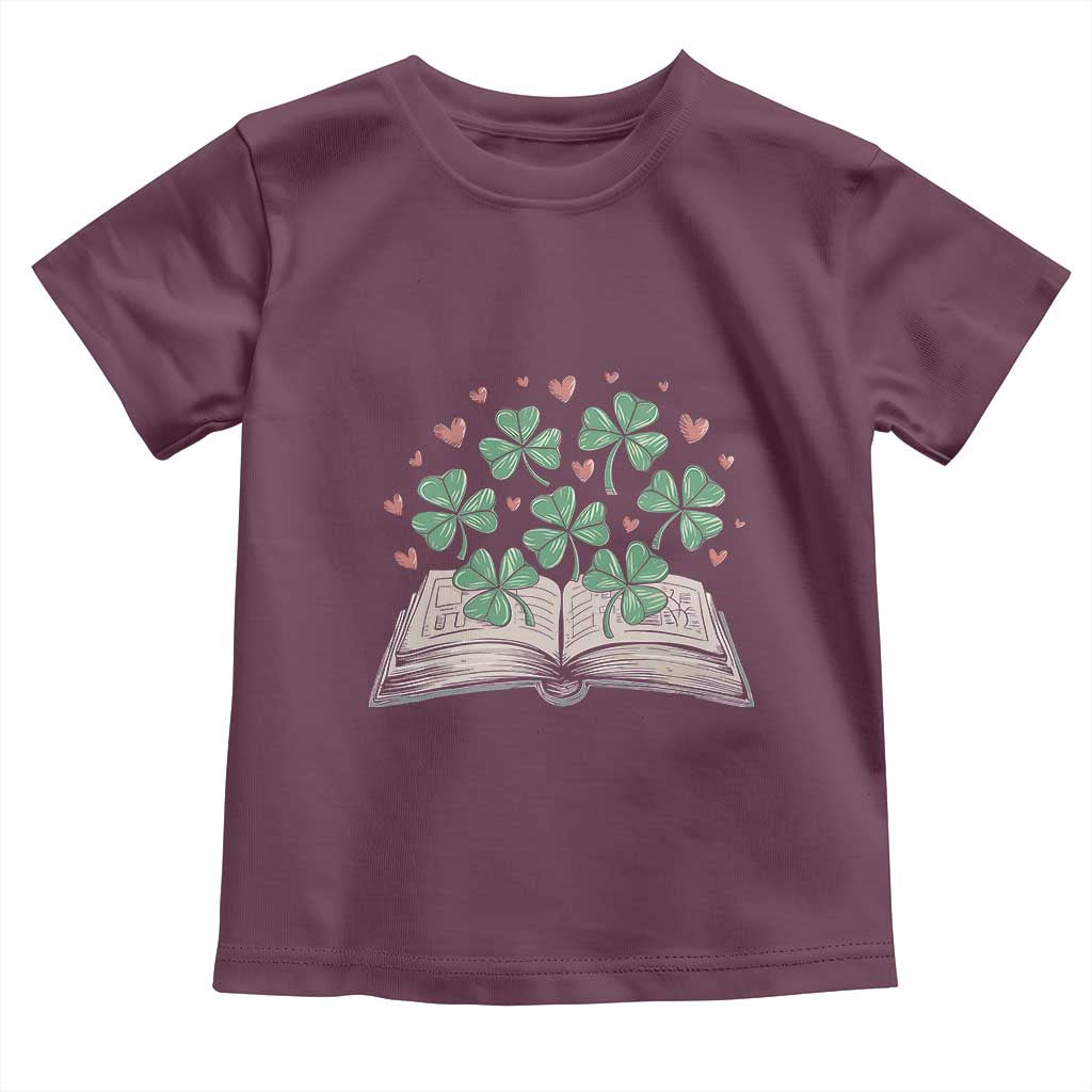 St Patricks Day Book Lover Toddler T Shirt Librarian Core Lucky Shamrocks TS02 Maroon Print Your Wear