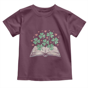 St Patricks Day Book Lover Toddler T Shirt Librarian Core Lucky Shamrocks TS02 Maroon Print Your Wear