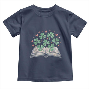 St Patricks Day Book Lover Toddler T Shirt Librarian Core Lucky Shamrocks TS02 Navy Print Your Wear