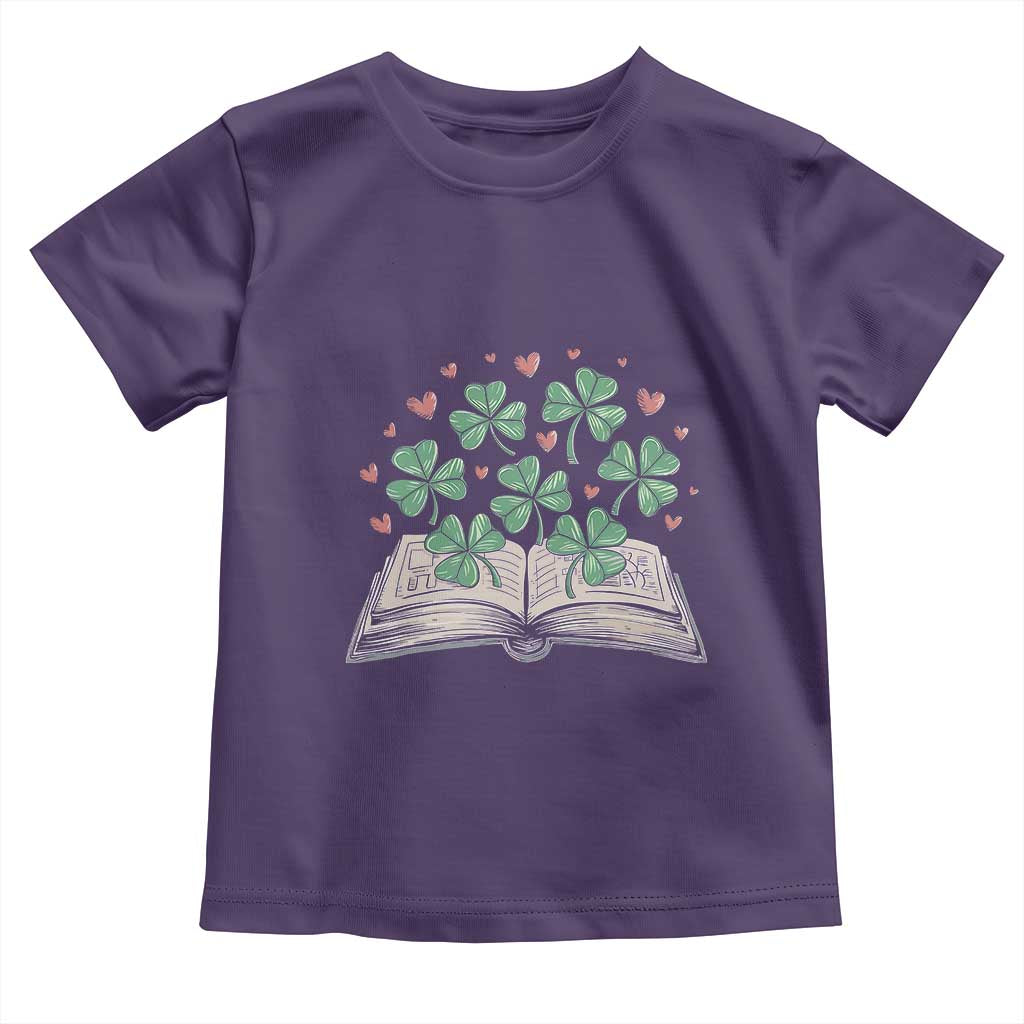 St Patricks Day Book Lover Toddler T Shirt Librarian Core Lucky Shamrocks TS02 Purple Print Your Wear