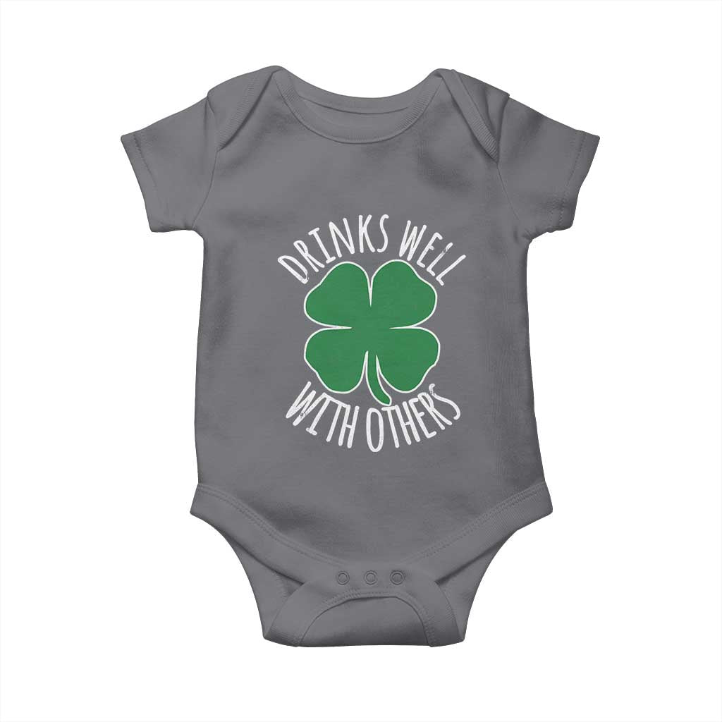 Funny St Patricks Day Drinking Baby Onesie Drinks Well With Others Drunk Beer Lucky Shamrock TS02 Charcoal Print Your Wear