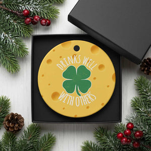Funny St Patricks Day Drinking Ceramic Ornament Drinks Well With Others Drunk Beer Lucky Shamrock TS02 1pc Yellow Cheese Print Your Wear