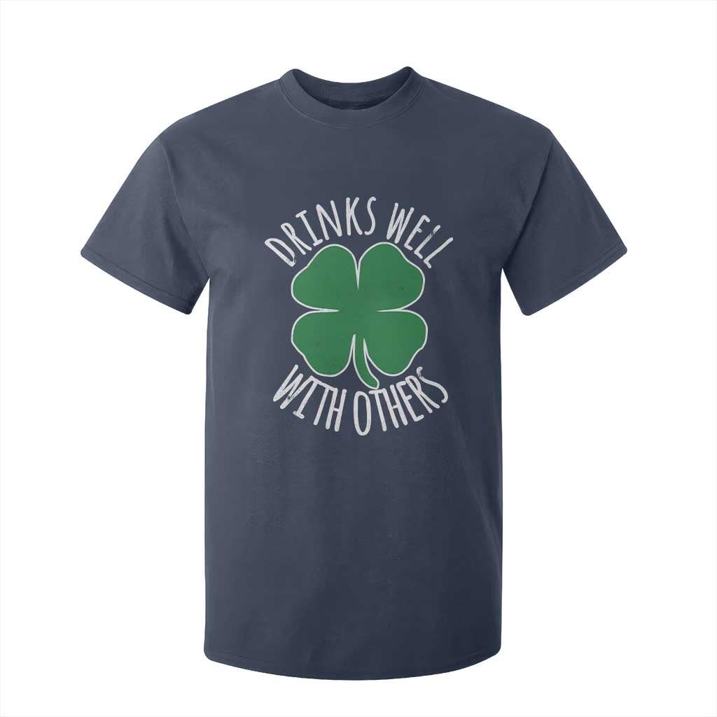 Funny St Patricks Day Drinking T Shirt For Kid Drinks Well With Others Drunk Beer Lucky Shamrock TS02 Navy Print Your Wear