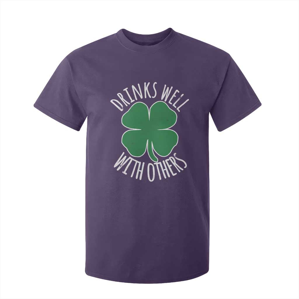 Funny St Patricks Day Drinking T Shirt For Kid Drinks Well With Others Drunk Beer Lucky Shamrock TS02 Purple Print Your Wear