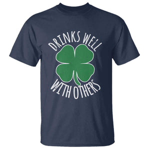 Funny St Patricks Day Drinking T Shirt Drinks Well With Others Drunk Beer Lucky Shamrock TS02 Navy Print Your Wear