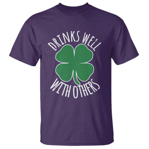 Funny St Patricks Day Drinking T Shirt Drinks Well With Others Drunk Beer Lucky Shamrock TS02 Purple Print Your Wear