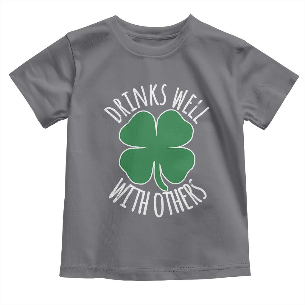 Funny St Patricks Day Drinking Toddler T Shirt Drinks Well With Others Drunk Beer Lucky Shamrock TS02 Charcoal Print Your Wear