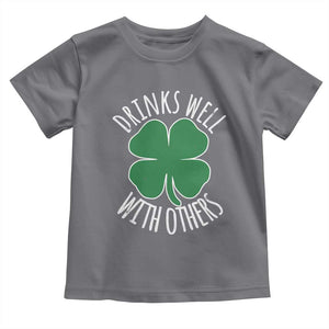 Funny St Patricks Day Drinking Toddler T Shirt Drinks Well With Others Drunk Beer Lucky Shamrock TS02 Charcoal Print Your Wear