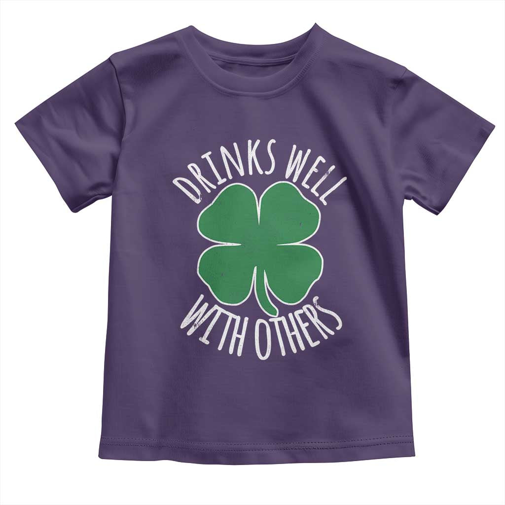 Funny St Patricks Day Drinking Toddler T Shirt Drinks Well With Others Drunk Beer Lucky Shamrock TS02 Purple Print Your Wear