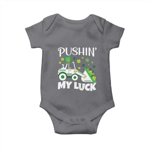 St Patricks Day Boys Truck Baby Onesie Pushing My Luck Tractor Toy Lover TS02 Charcoal Print Your Wear