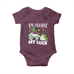 St Patricks Day Boys Truck Baby Onesie Pushing My Luck Tractor Toy Lover TS02 Maroon Print Your Wear