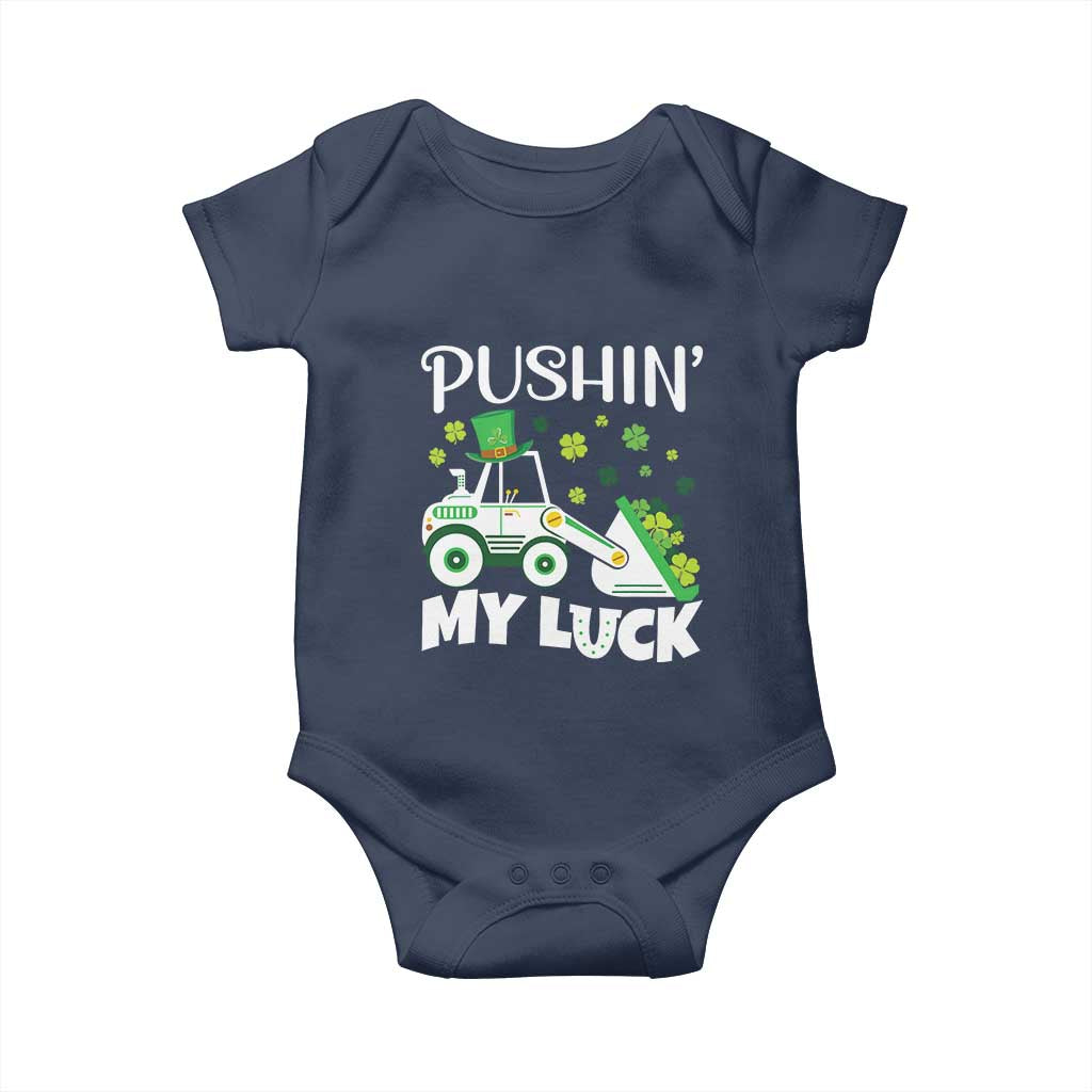 St Patricks Day Boys Truck Baby Onesie Pushing My Luck Tractor Toy Lover TS02 Navy Print Your Wear