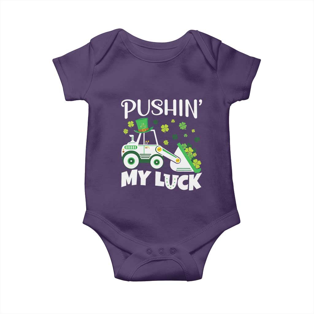 St Patricks Day Boys Truck Baby Onesie Pushing My Luck Tractor Toy Lover TS02 Purple Print Your Wear