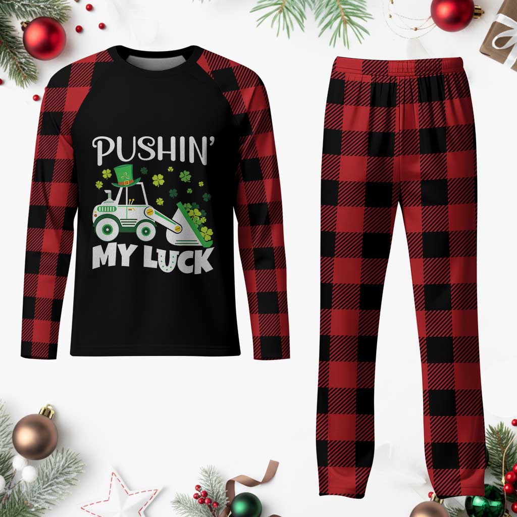 St Patricks Day Boys Truck Plaid Pajama Set Pushing My Luck Tractor Toy Lover TS02 Buffalo Plaid Print Your Wear