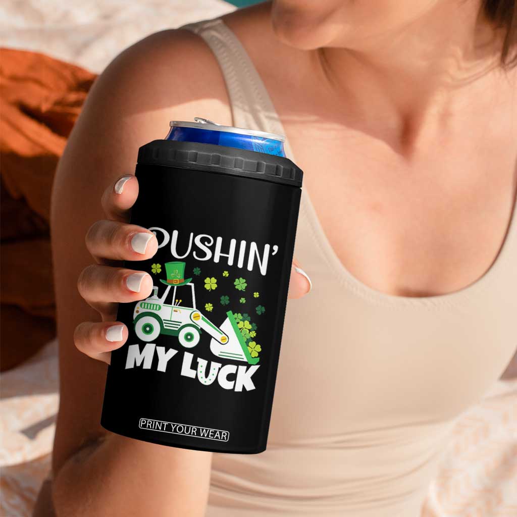 St Patricks Day Boys Truck 4 in 1 Can Cooler Tumbler Pushing My Luck Tractor Toy Lover TS02 Print Your Wear