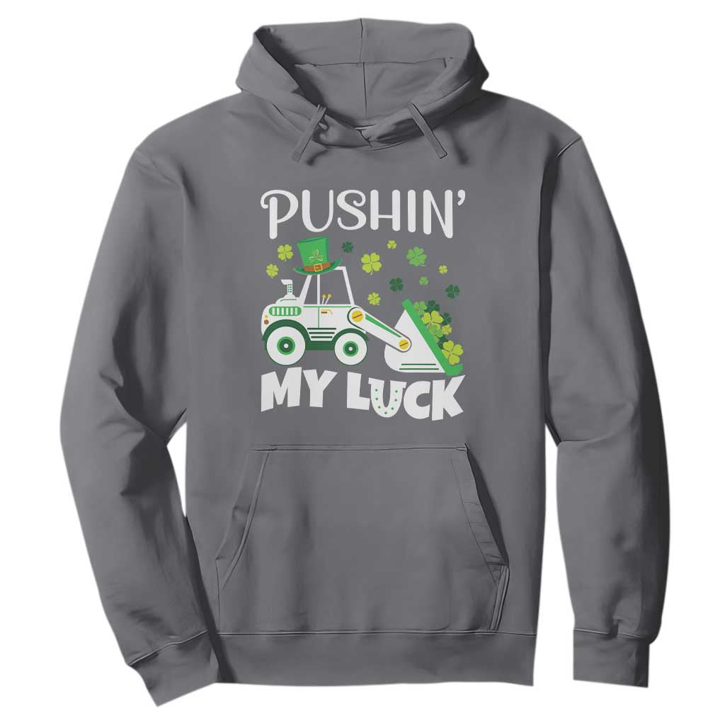 St Patricks Day Boys Truck Hoodie Pushing My Luck Tractor Toy Lover TS02 Charcoal Print Your Wear