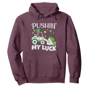 St Patricks Day Boys Truck Hoodie Pushing My Luck Tractor Toy Lover TS02 Maroon Print Your Wear