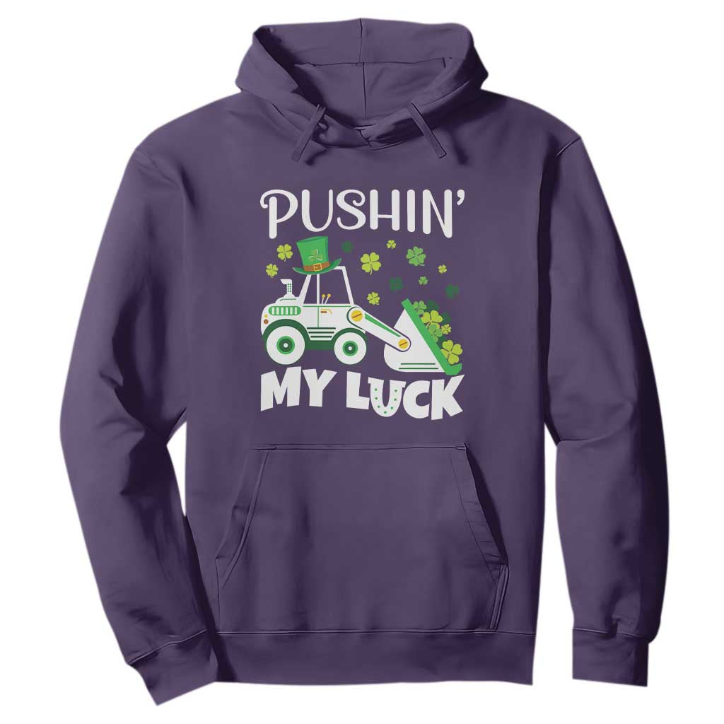St Patricks Day Boys Truck Hoodie Pushing My Luck Tractor Toy Lover TS02 Purple Print Your Wear