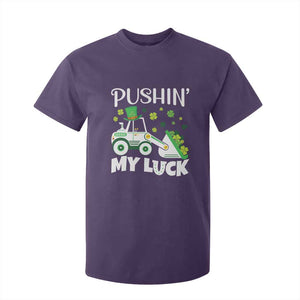 St Patricks Day Boys Truck T Shirt For Kid Pushing My Luck Tractor Toy Lover TS02 Purple Print Your Wear