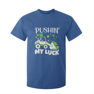 St Patricks Day Boys Truck T Shirt For Kid Pushing My Luck Tractor Toy Lover TS02 Royal Blue Print Your Wear