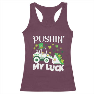 St Patricks Day Boys Truck Racerback Tank Top Pushing My Luck Tractor Toy Lover TS02 Maroon Print Your Wear