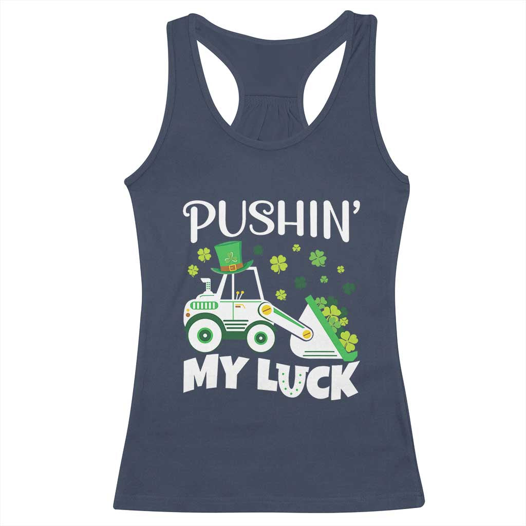 St Patricks Day Boys Truck Racerback Tank Top Pushing My Luck Tractor Toy Lover TS02 Navy Print Your Wear