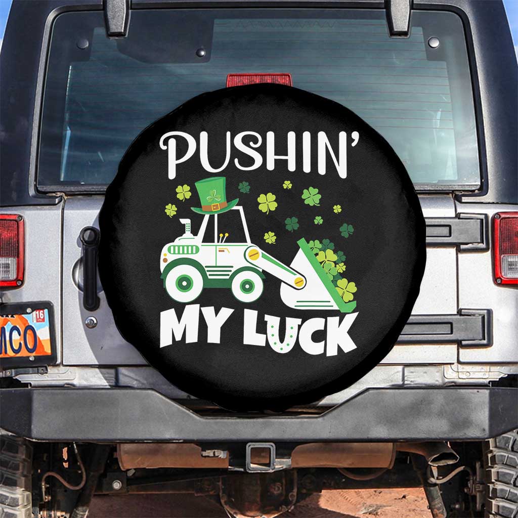St Patricks Day Boys Truck Spare Tire Cover Pushing My Luck Tractor Toy Lover TS02 No hole Black Print Your Wear