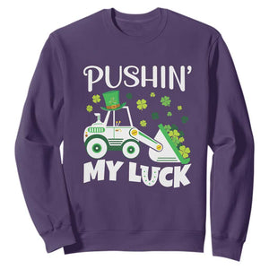 St Patricks Day Boys Truck Sweatshirt Pushing My Luck Tractor Toy Lover TS02 Purple Print Your Wear