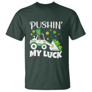 St Patricks Day Boys Truck T Shirt Pushing My Luck Tractor Toy Lover TS02 Dark Forest Green Print Your Wear