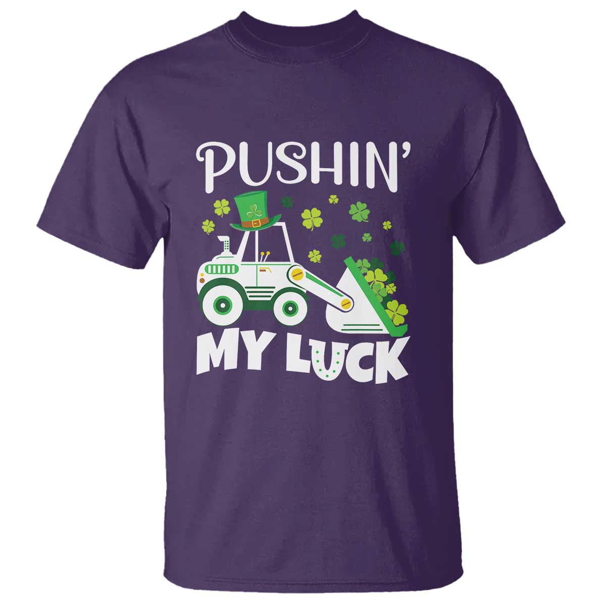 St Patricks Day Boys Truck T Shirt Pushing My Luck Tractor Toy Lover TS02 Purple Print Your Wear
